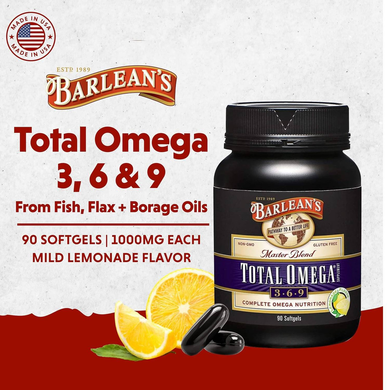 Barlean's Organic Oils Total Omega - 90 Softgels