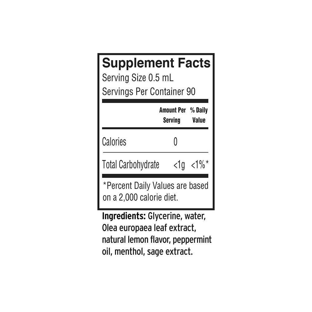 Barleans Organic Oils Olive Leaf Complex Throat Spray Peppermint - 45 Milliliters