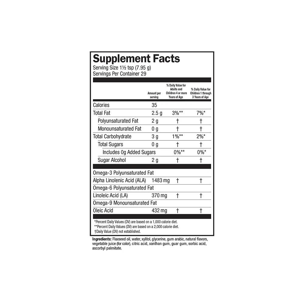 Omega Pals Straw-nana supplement facts panel