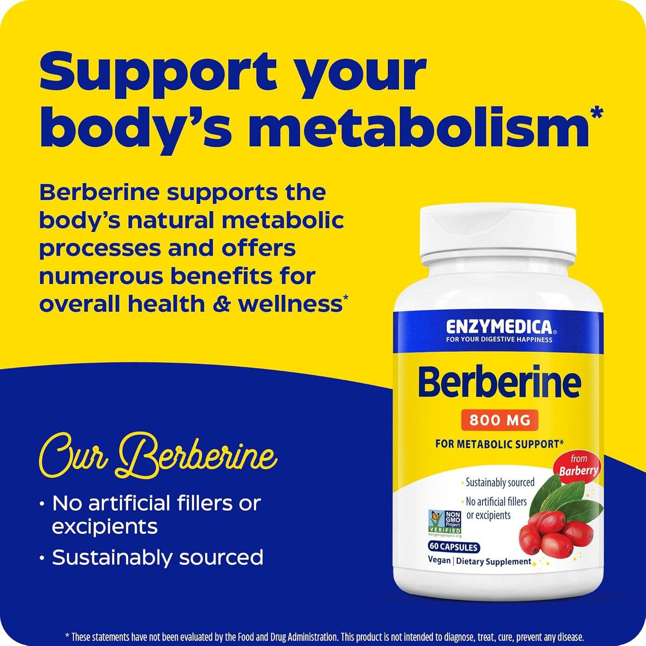 Enzymedica Berberine - 60 Capsules