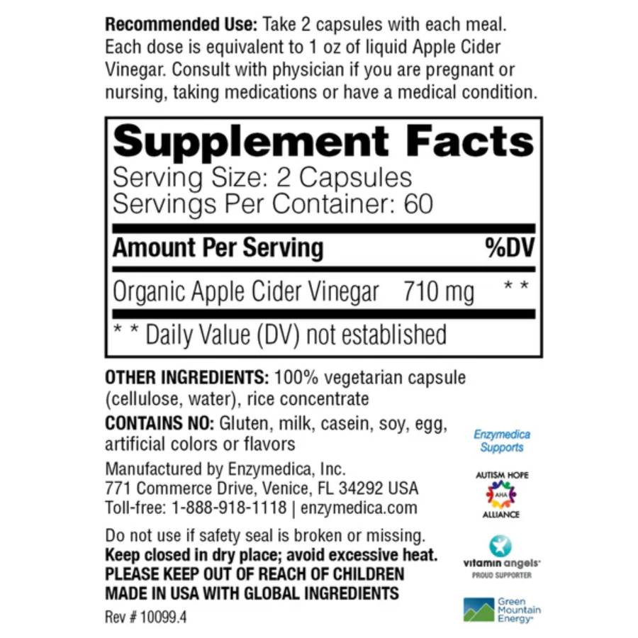 Enzymedica Apple Cider Vinegar - 120 capsules