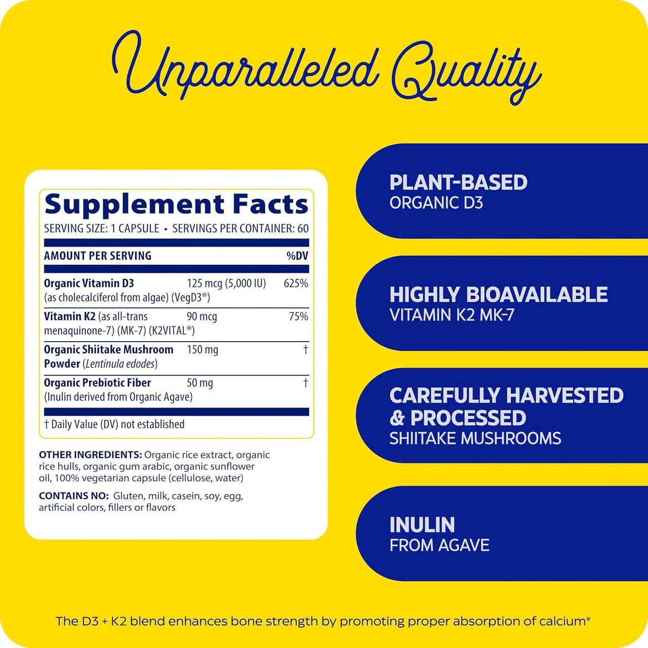 Enzymedica Organic Vitamin D3+K2 - 60 capsules