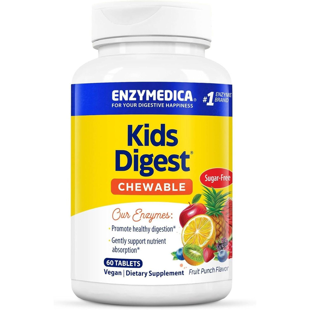 Enzymedica Kids Digest Chewable fruit punch flavor 60 tablet bottle
