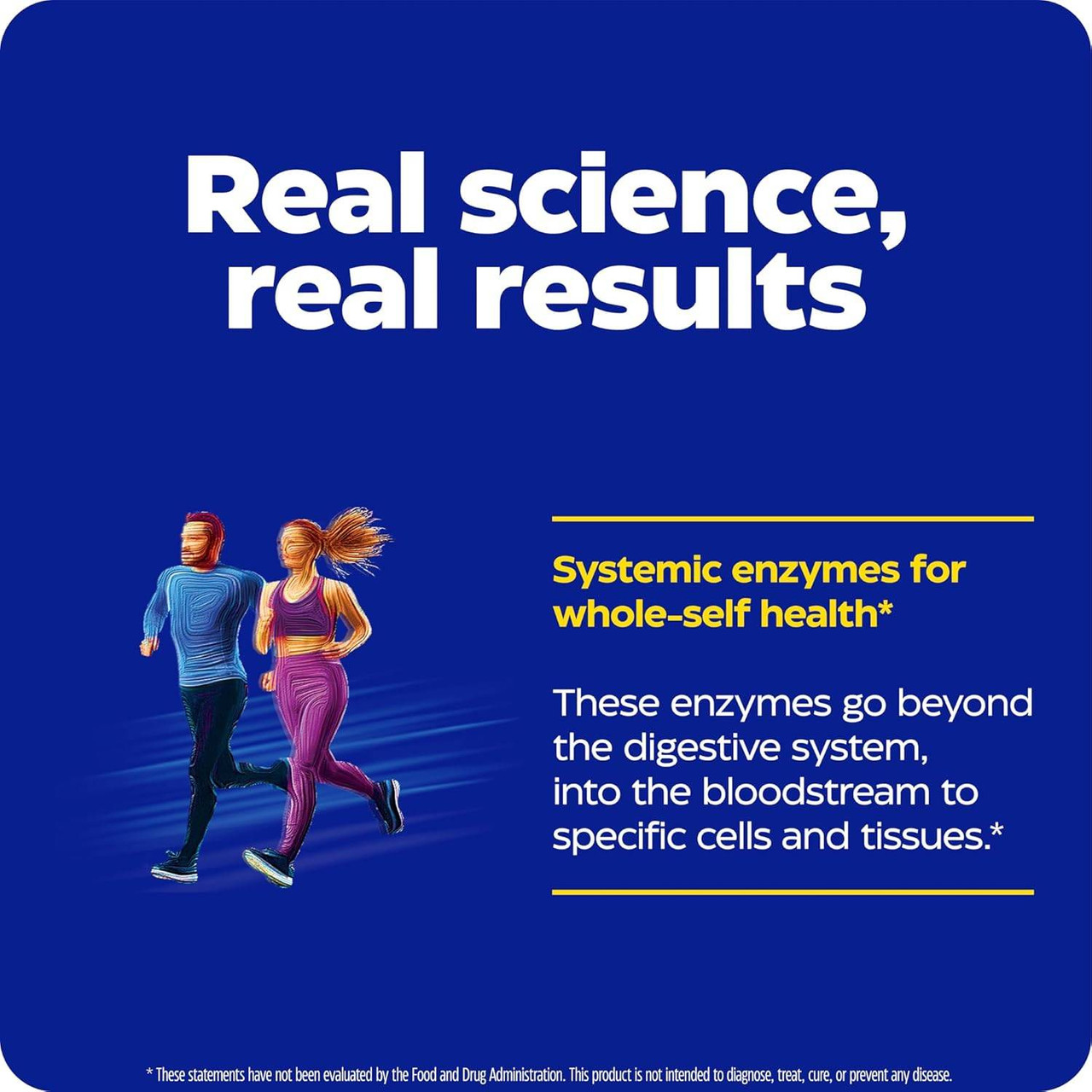 Couple running, real science, real results systemic enzymes graphic