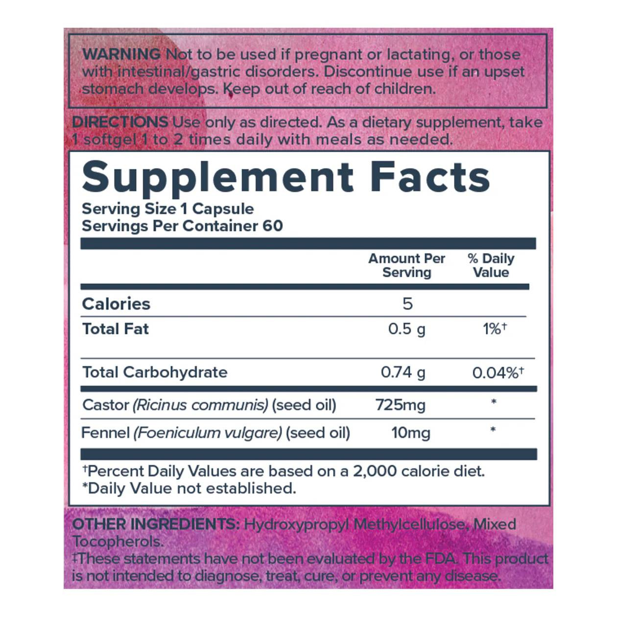 Heritage Store Castor Oil Capsules 725mg - 60 Softgels