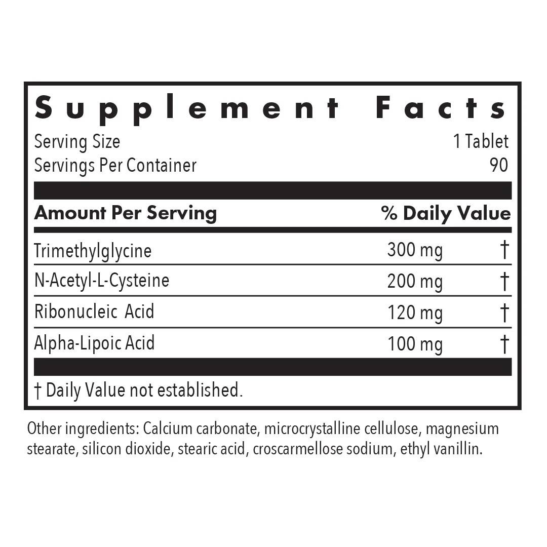 NAC Enhanced supplement facts panel
