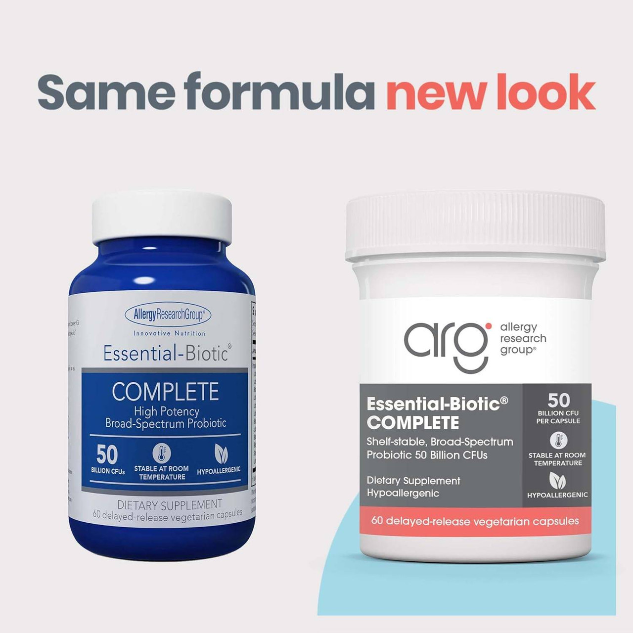 Old and new Essential-Biotic Complete bottles, same formula new look