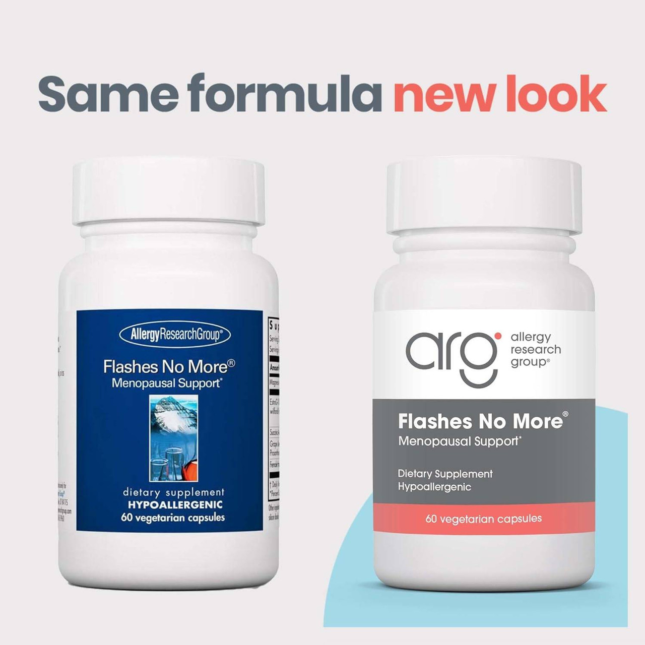 Old and new Flashes No More bottles, same formula new look