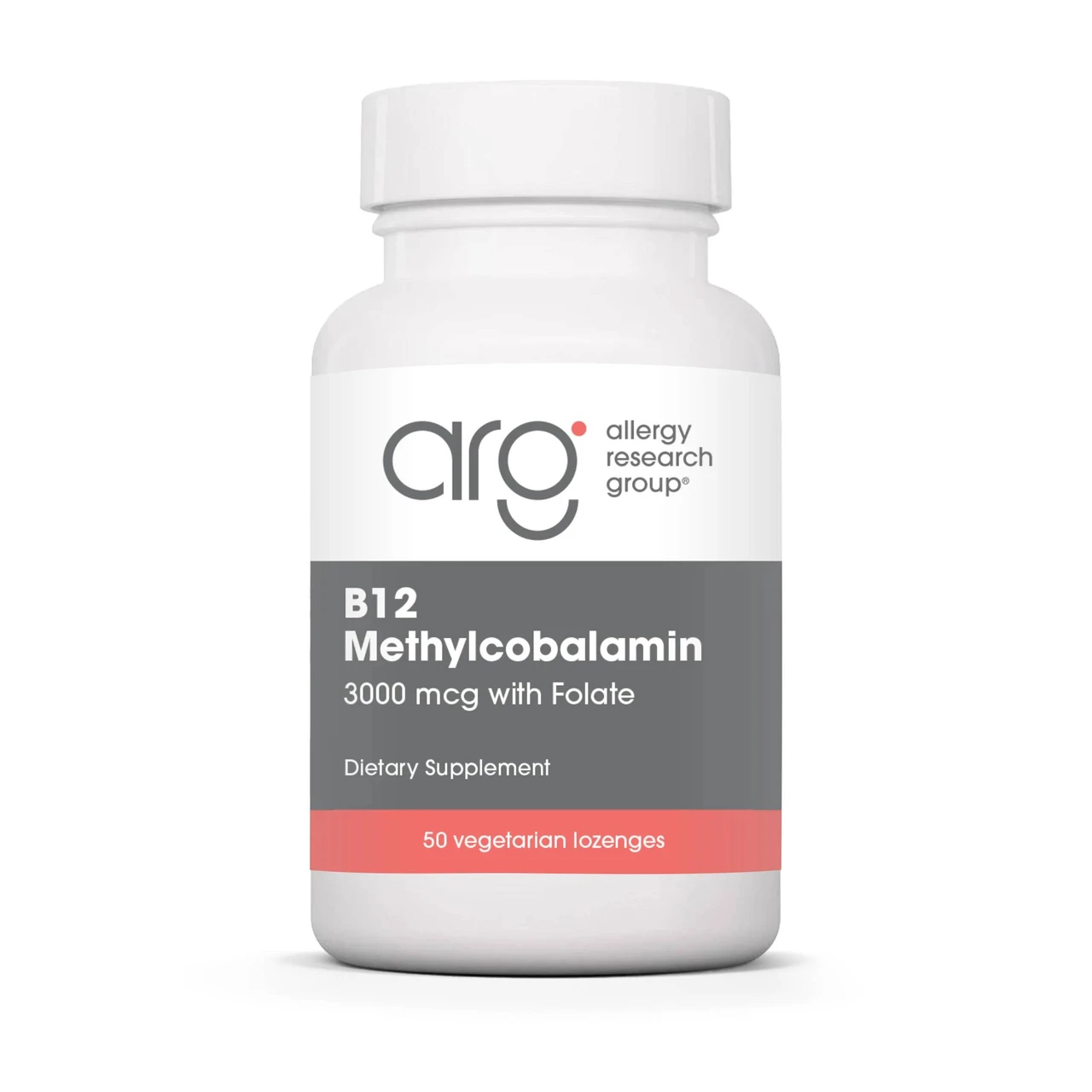Allergy Research Group B12 Methylcobalamin 3000 mcg with Folate 50 lozenge bottle