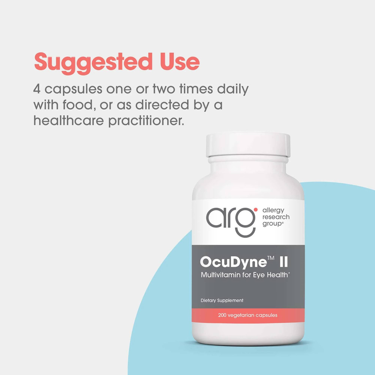 OcuDyne II bottle, suggested use 4 capsules one or two times daily with food