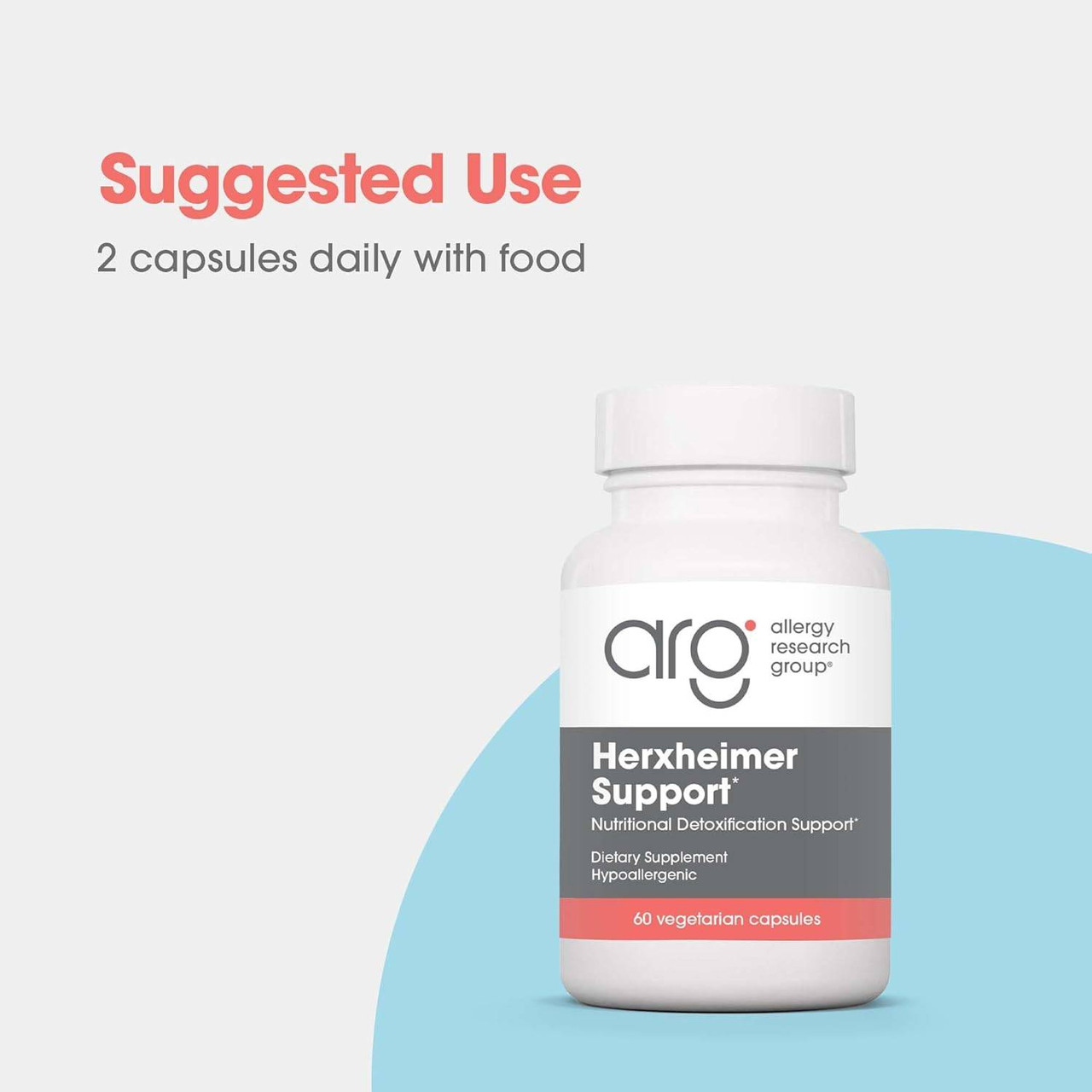 Herxheimer Support bottle, suggested use 2 capsules daily with food