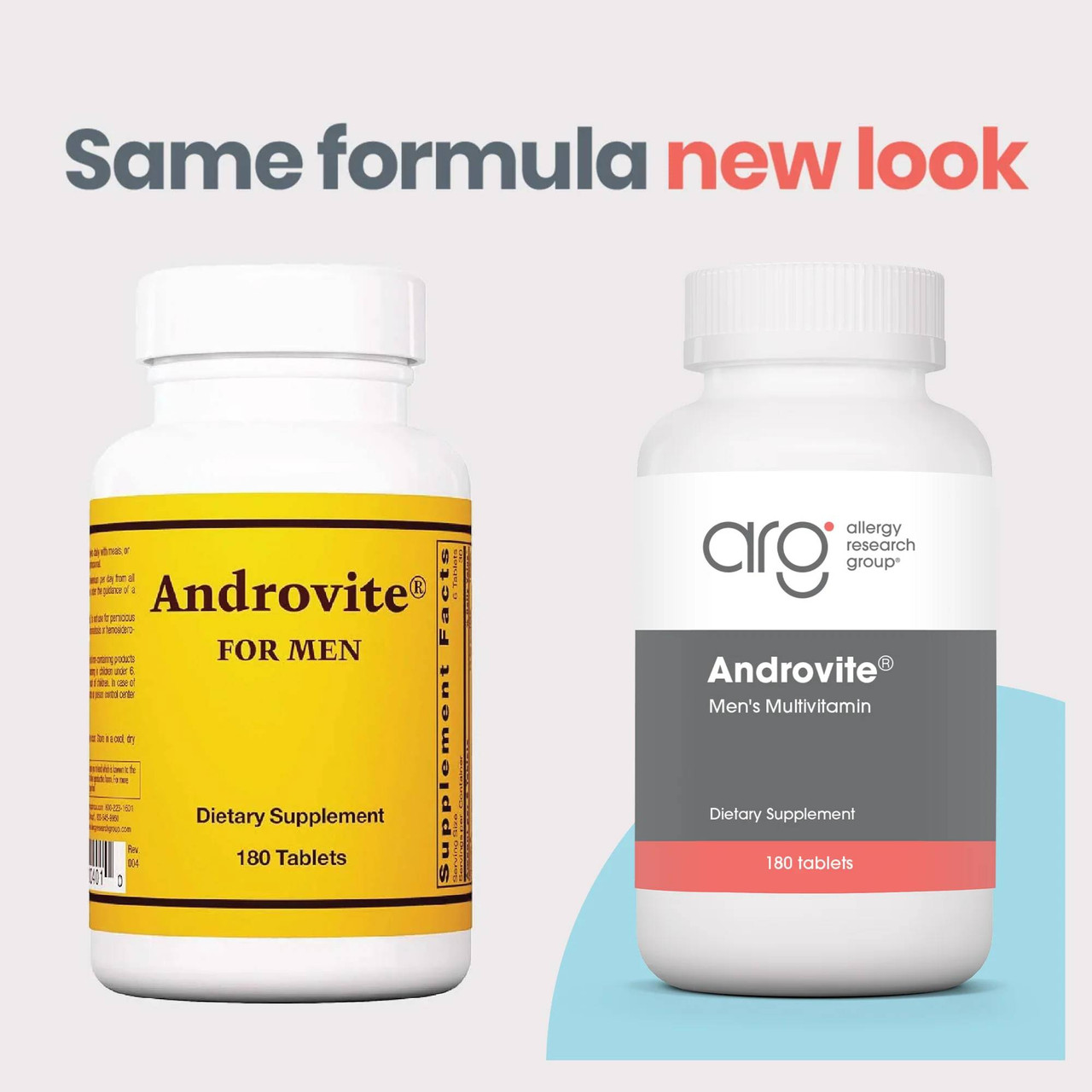 Old and new Androvite bottles, same formula new look