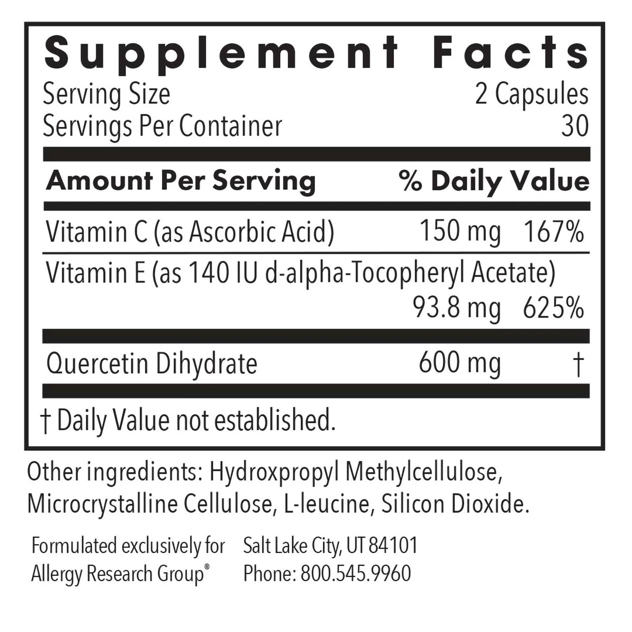 Allergy Research Group Quercetin 300 - 60 capsules