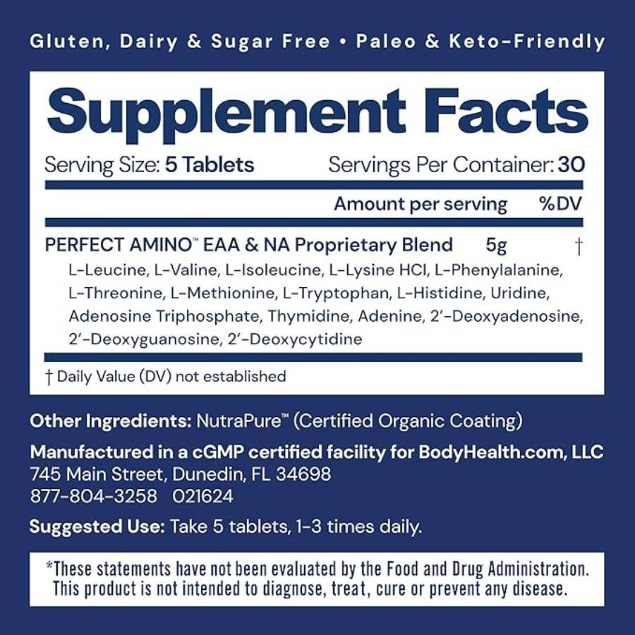 PerfectAmino supplement facts, 30 servings