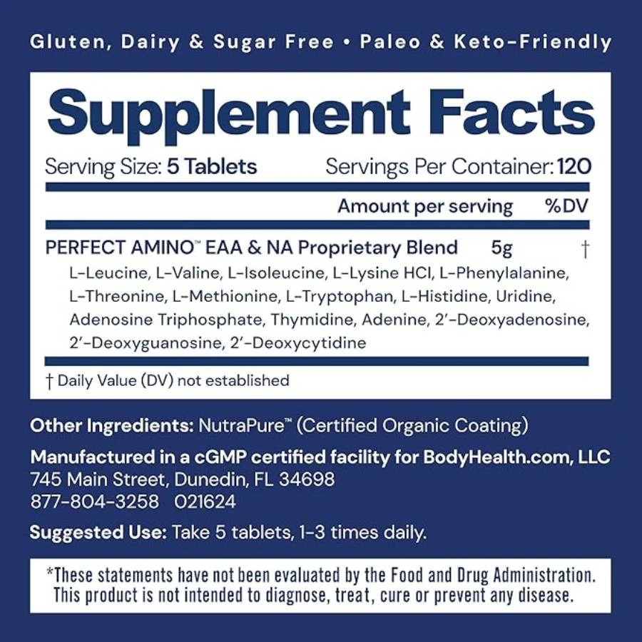 PerfectAmino supplement facts, 120 servings