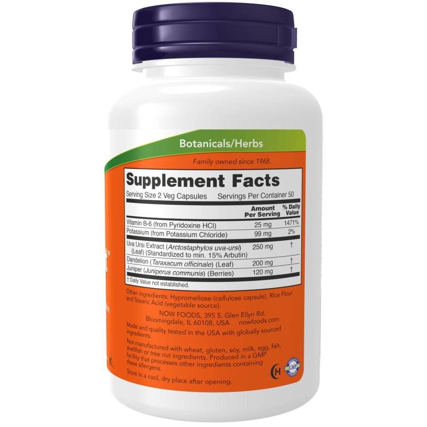 Water Out bottle back with supplement facts label