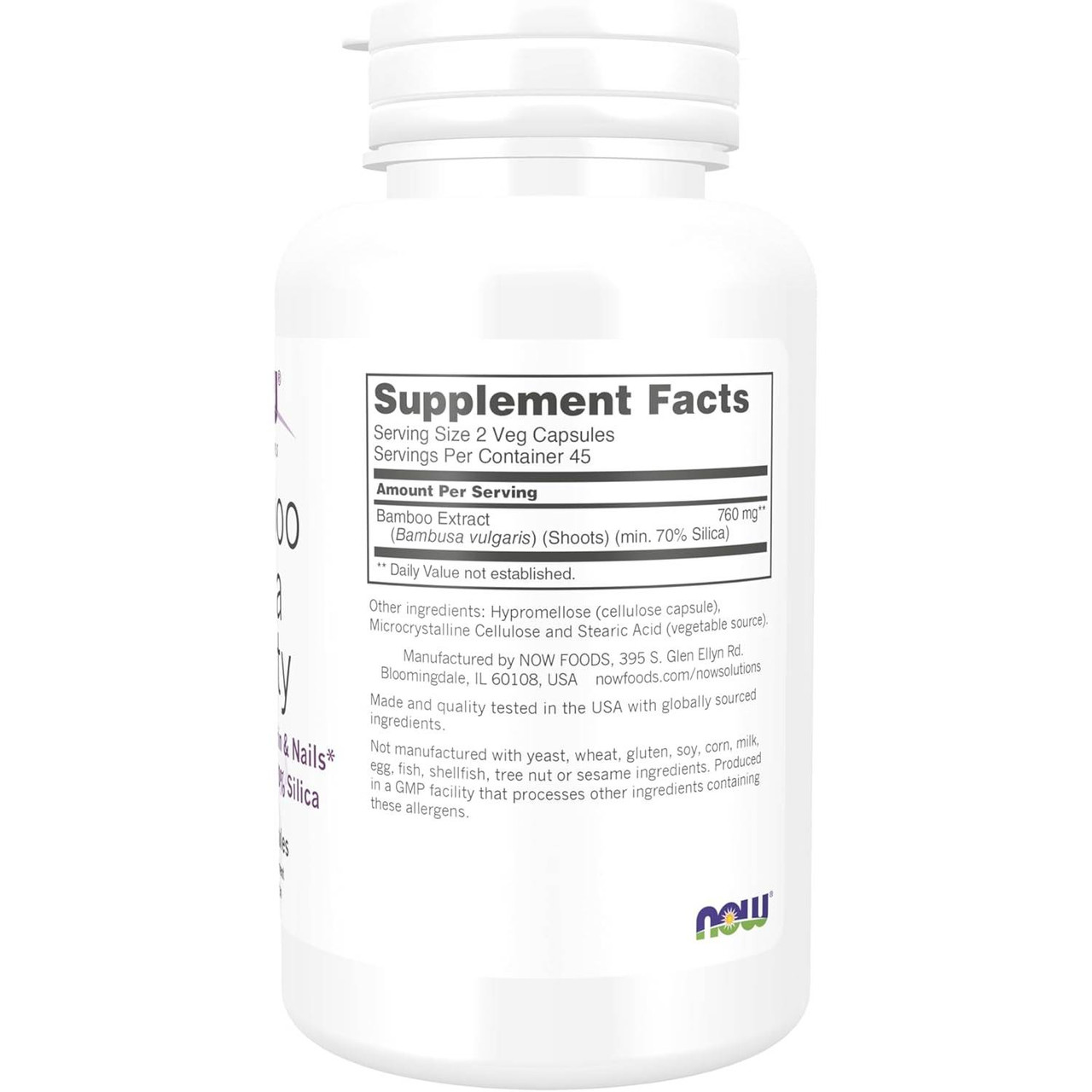 Bamboo Silica Beauty bottle back with supplement facts