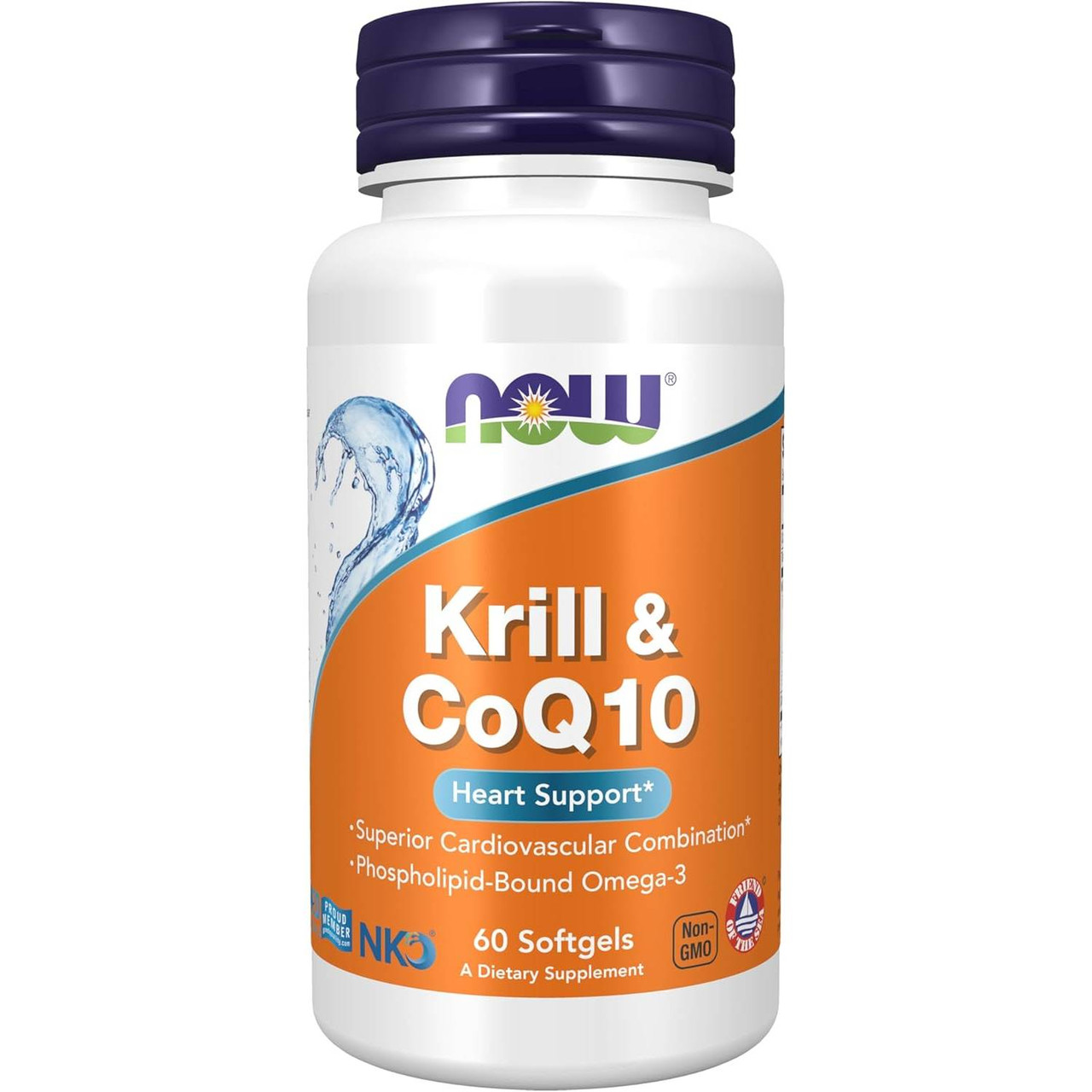 NOW Foods Krill Oil & CoQ10 60 softgel bottle