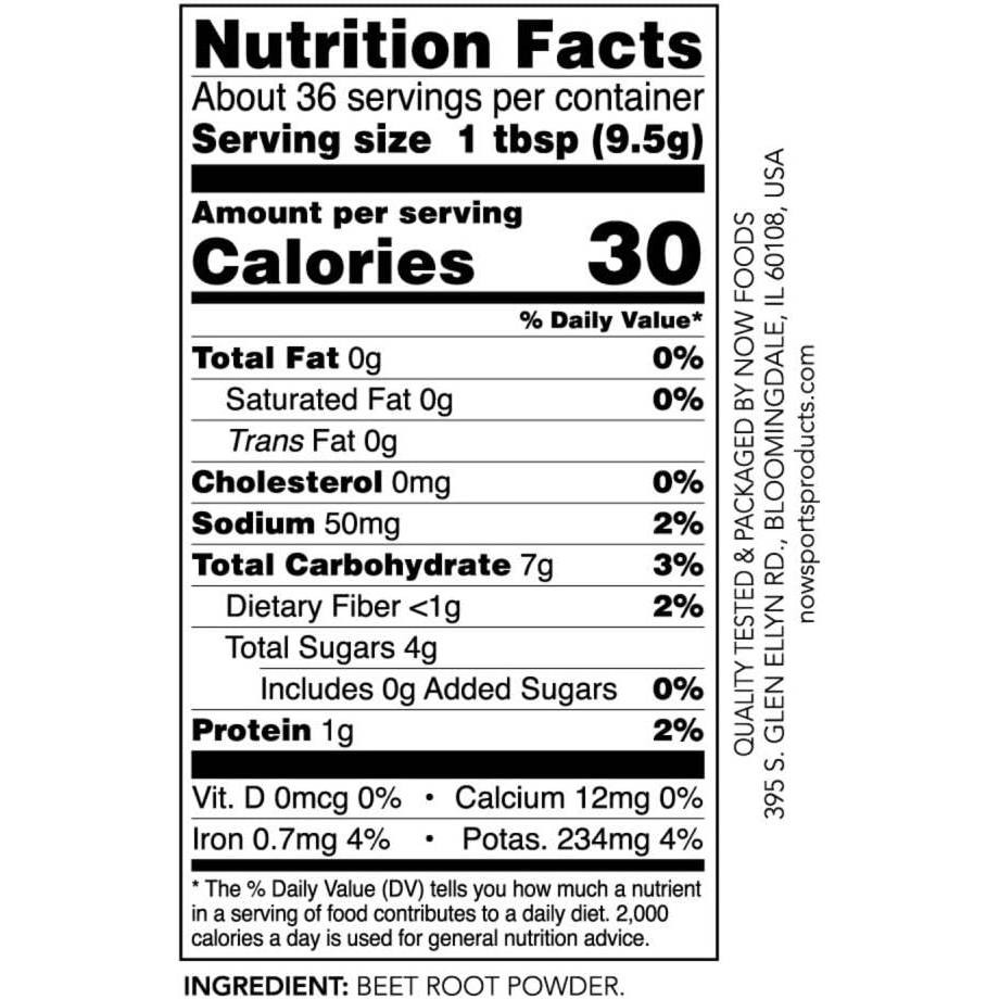 Beet Root Powder nutrition facts, 1 tbsp serving
