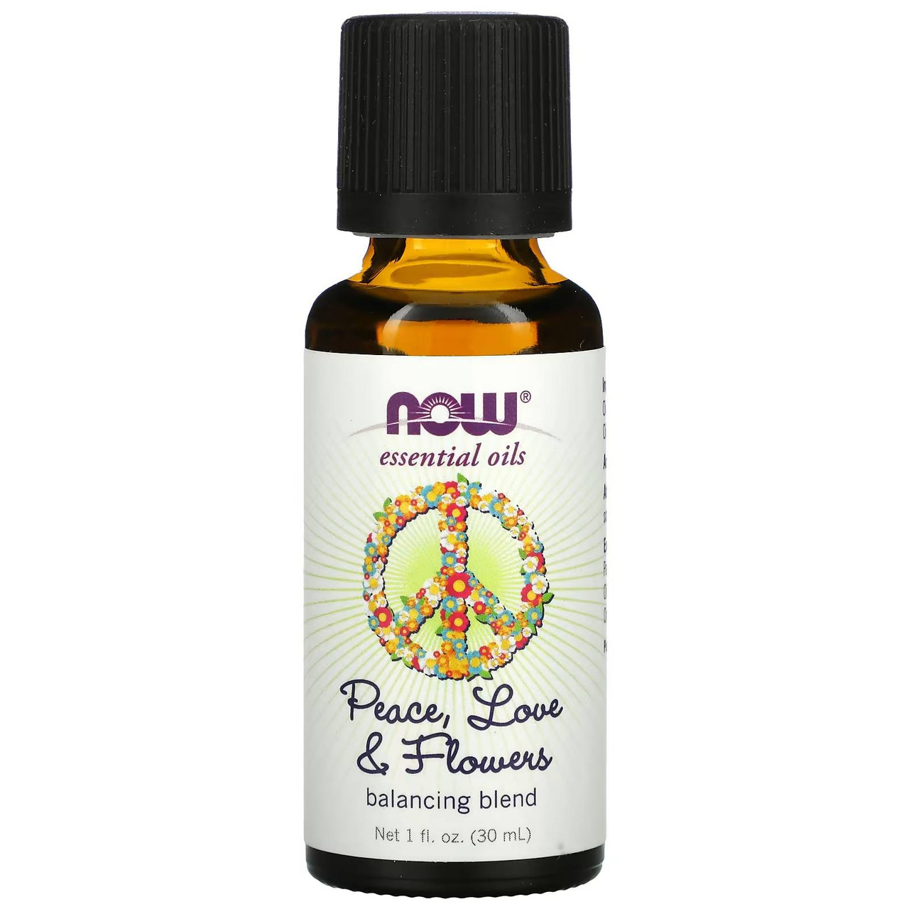 NOW Foods essential oils Peace, Love & Flowers balancing blend 1 fl oz (30 mL) bottle