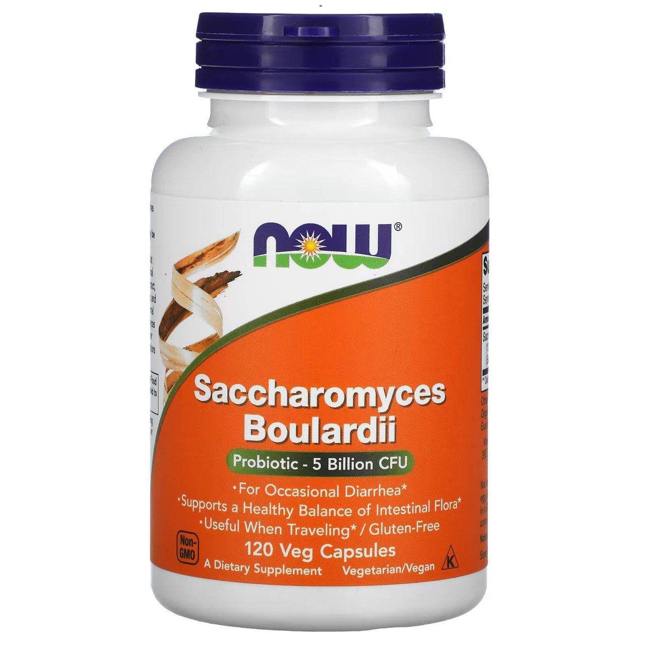 NOW Foods Saccharomyces Boulardii probiotic 5 billion CFU 120 veg capsules bottle