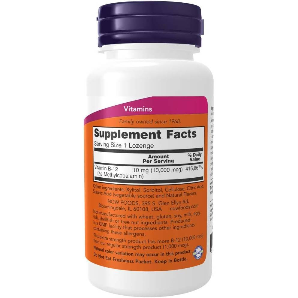 Back of Methyl B-12 bottle with supplement facts panel