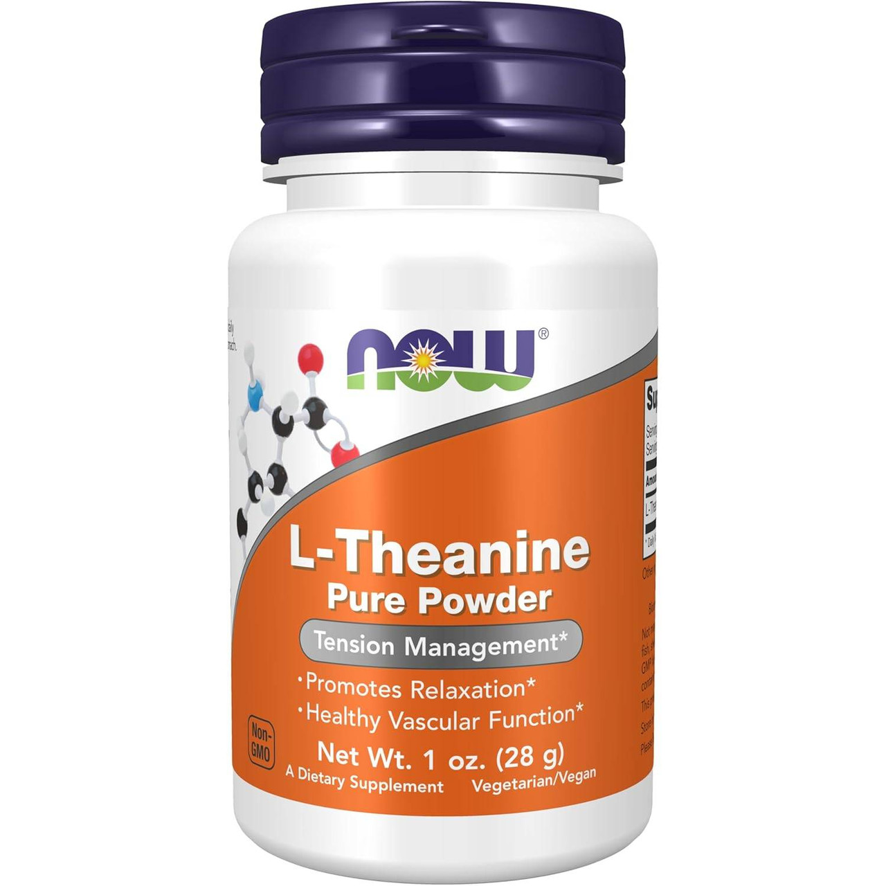 NOW Foods L-Theanine Pure Powder 1 oz (28 g) bottle