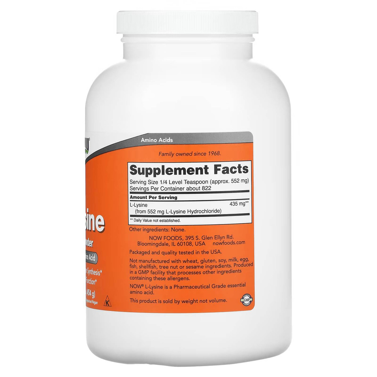 NOW Foods L-Lysine Powder - 454 Grams