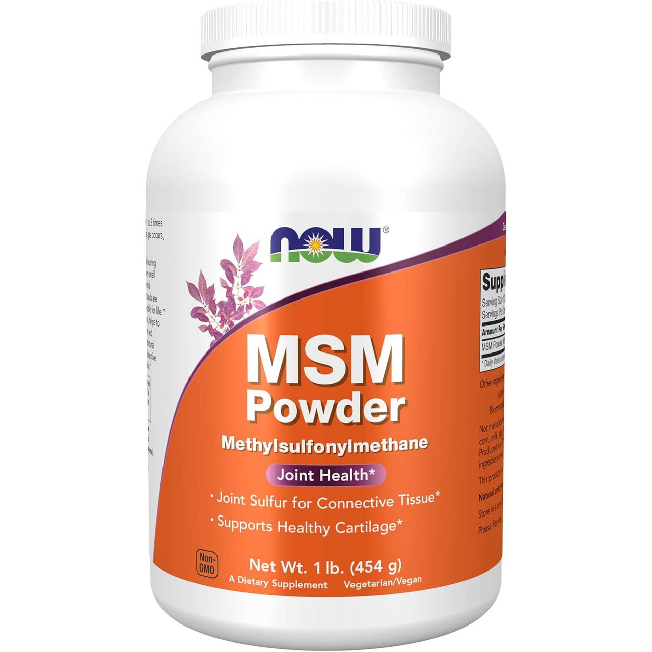 NOW Foods MSM Powder methylsulfonylmethane 1 lb (454 g) bottle