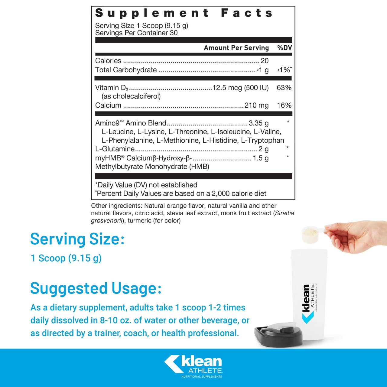 Klean Athlete Klean Essential Aminos + HMB - 275 Grams