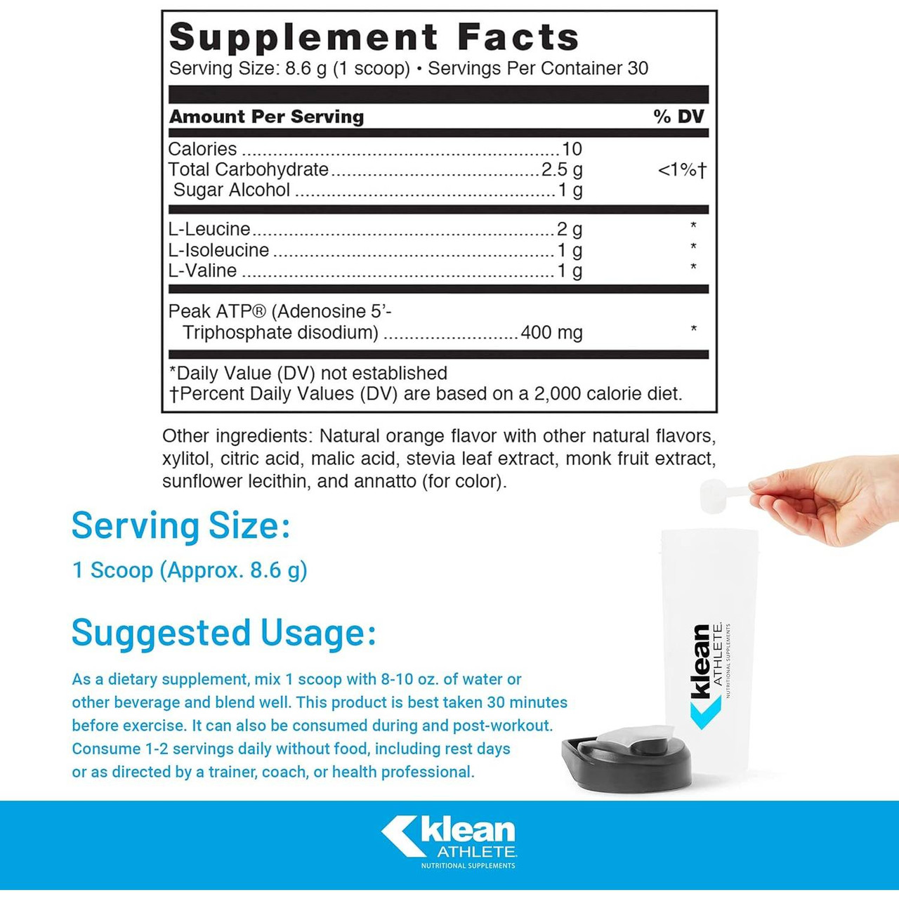 Klean Athlete Klean BCAA + Peak ATP - 258 Grams