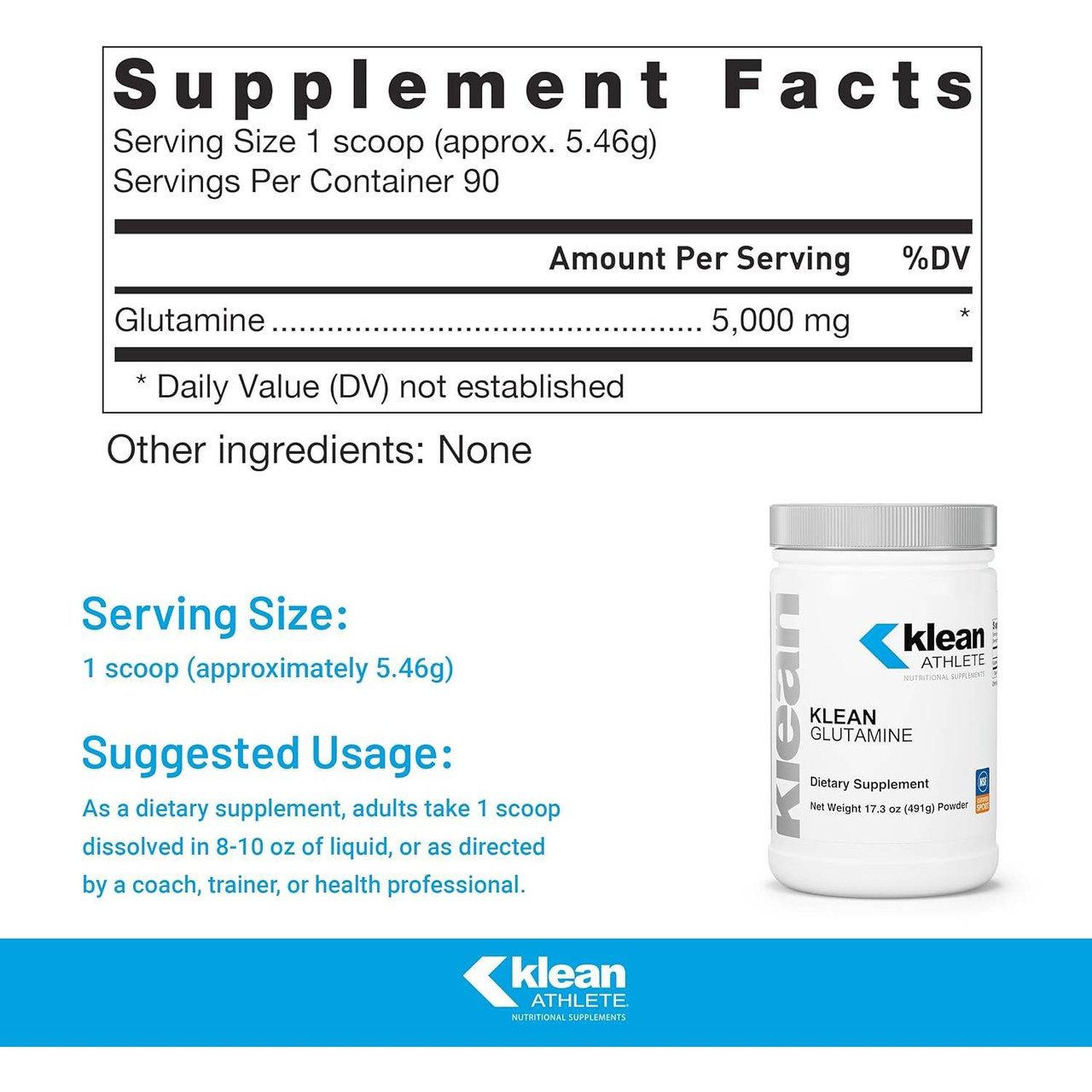 Klean Athlete Klean Glutamine - 491 Grams