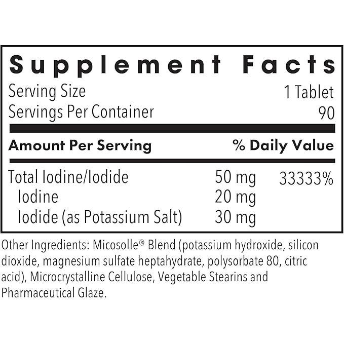 Iodoral supplement facts for 90 tablets