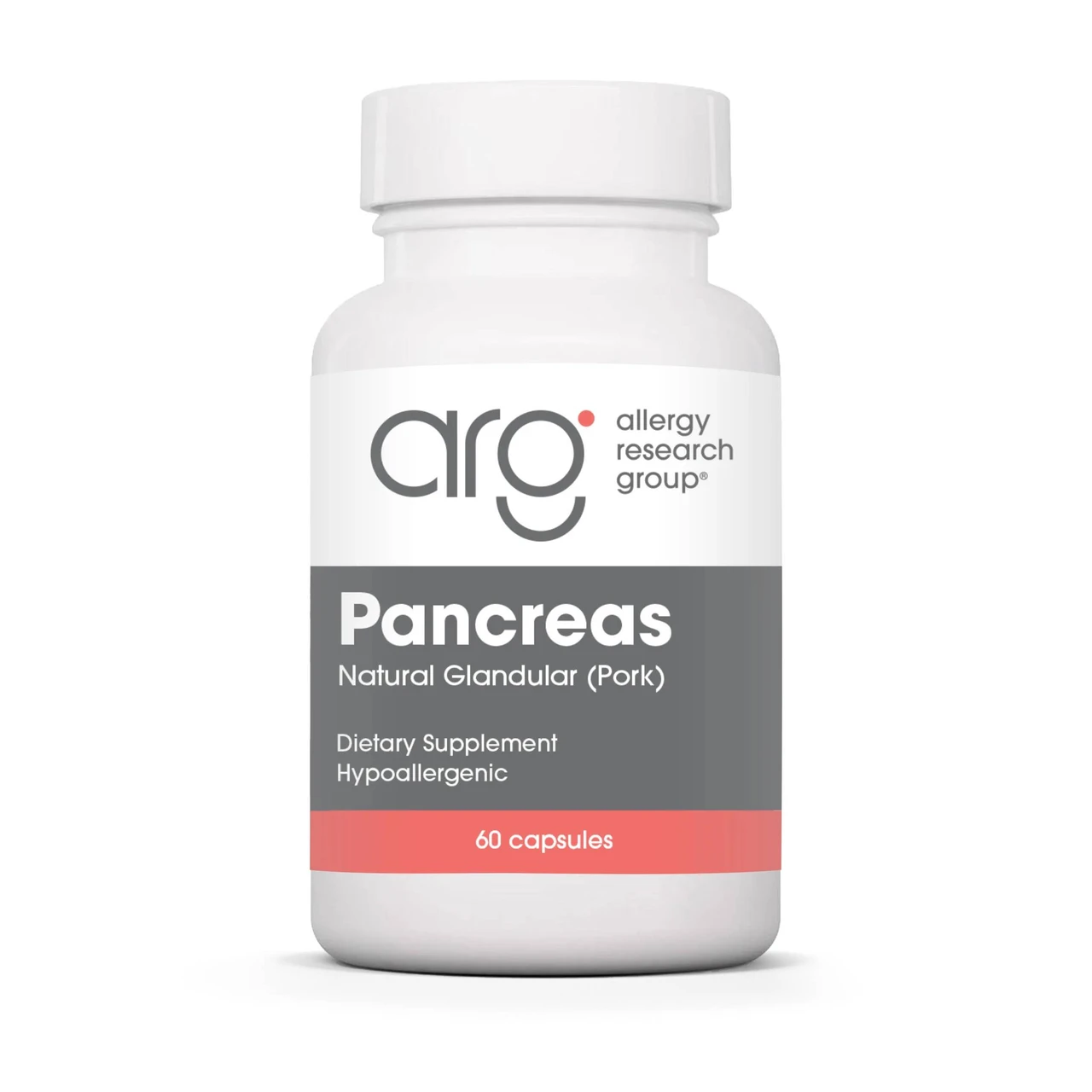 Allergy Research Group Pancreas Natural Glandular (Pork) 60 capsule bottle