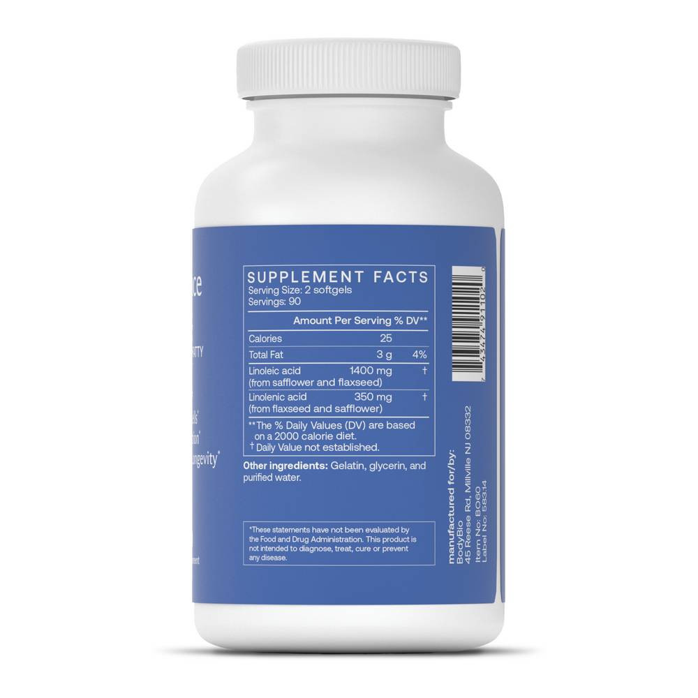 Balance Oil bottle back with supplement facts