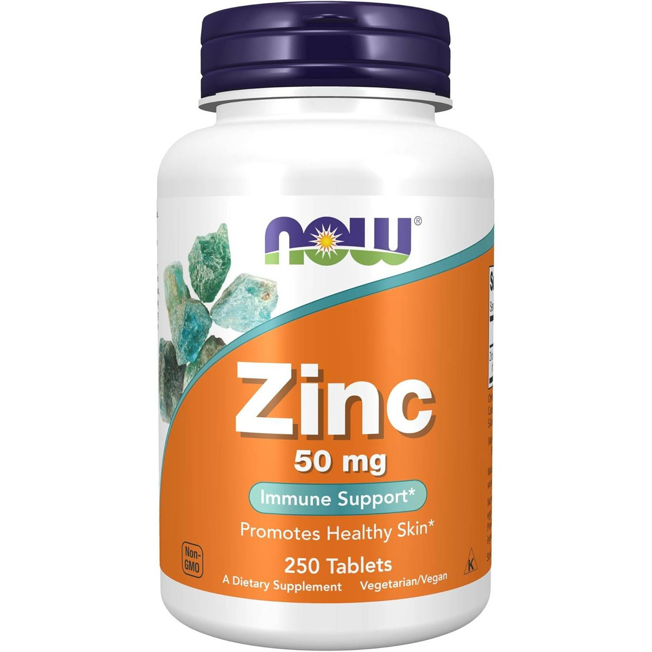 NOW Foods Zinc 50 mg 250 tablets bottle