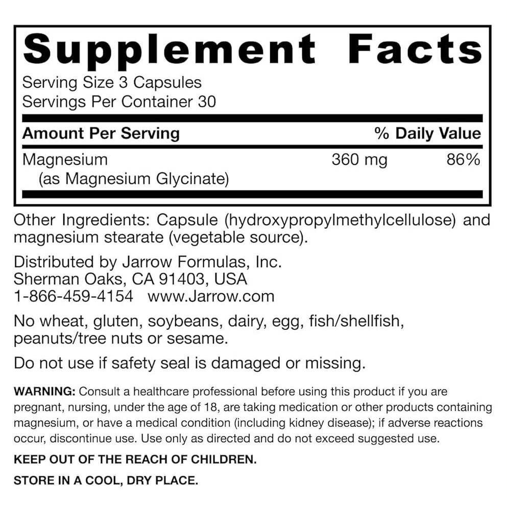 Jarrow Formulas Magnesium Glycinate - 90 Capsules