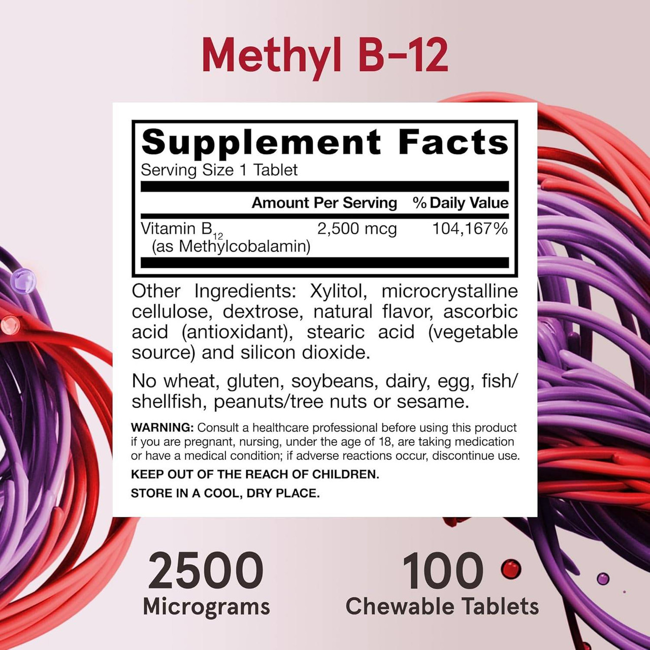 Jarrow Formulas Methyl B-12 2,500mcg Tropical - 100 Chewable Tablets