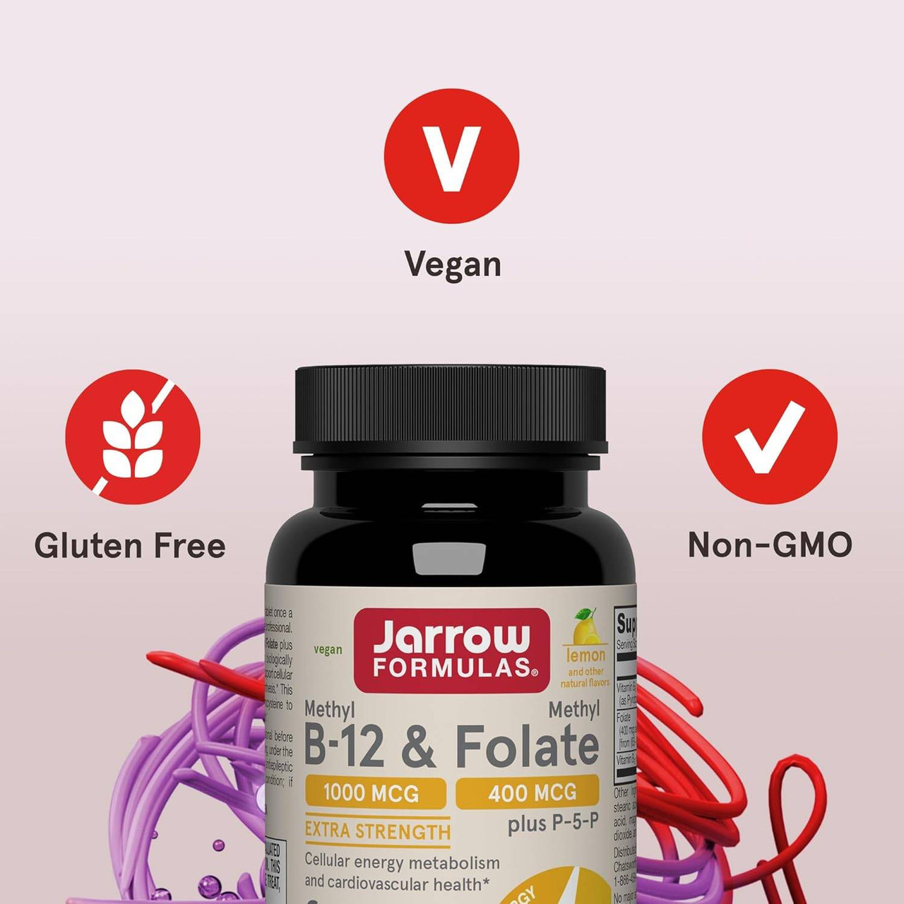 Jarrow Formulas Methyl B-12 & Methyl Folate Lemon - 100 Tablets