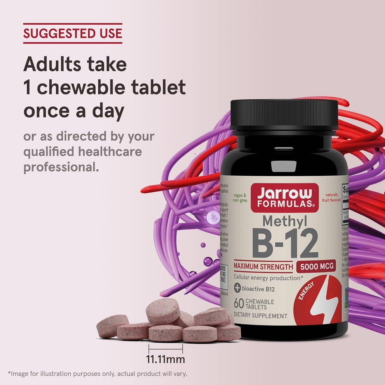 Jarrow Formulas Methyl B-12 5000mcg Cherry - 60 Chewable Tablets