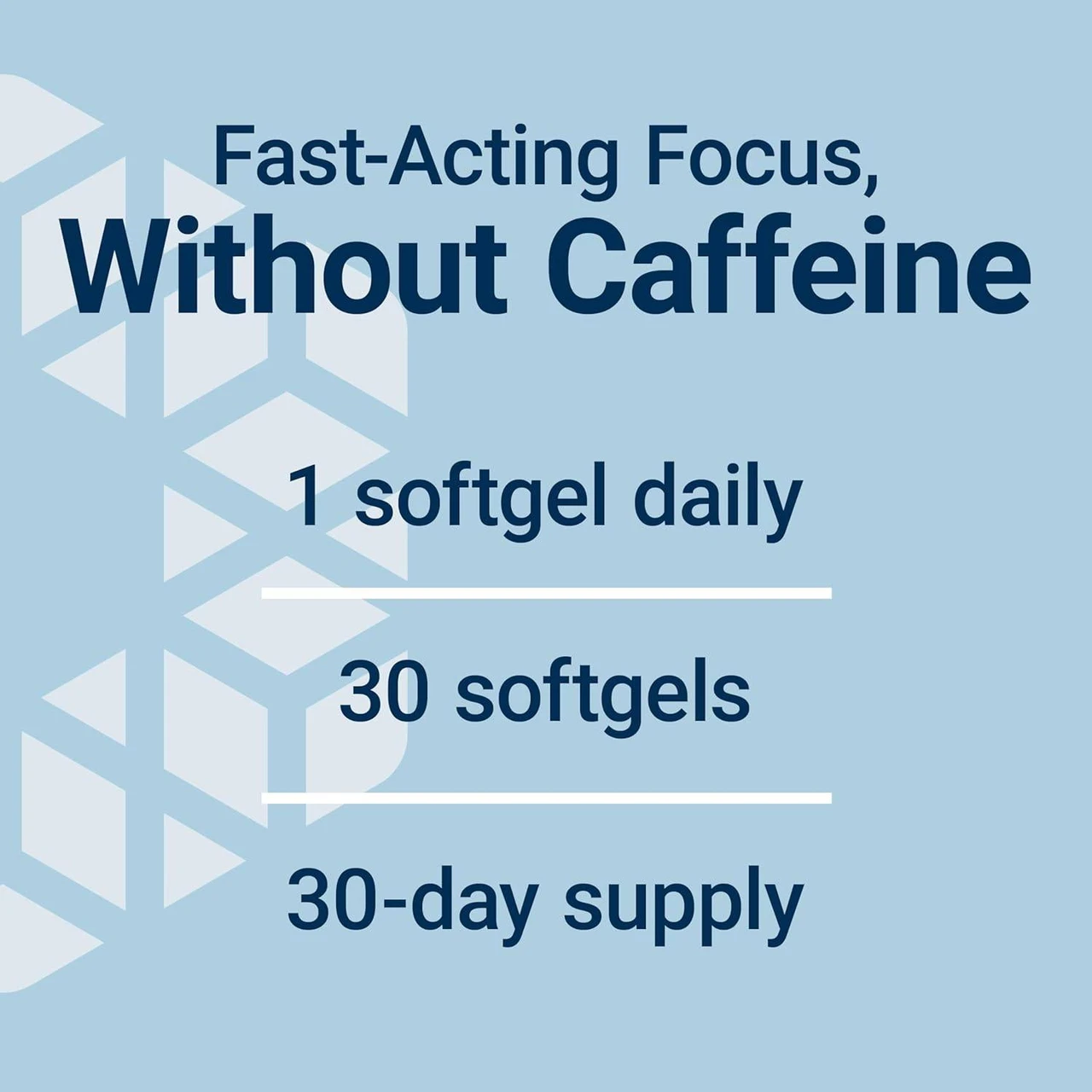 Brain Fog Relief dosage graphic, 1 softgel daily, 30 softgels, 30-day supply