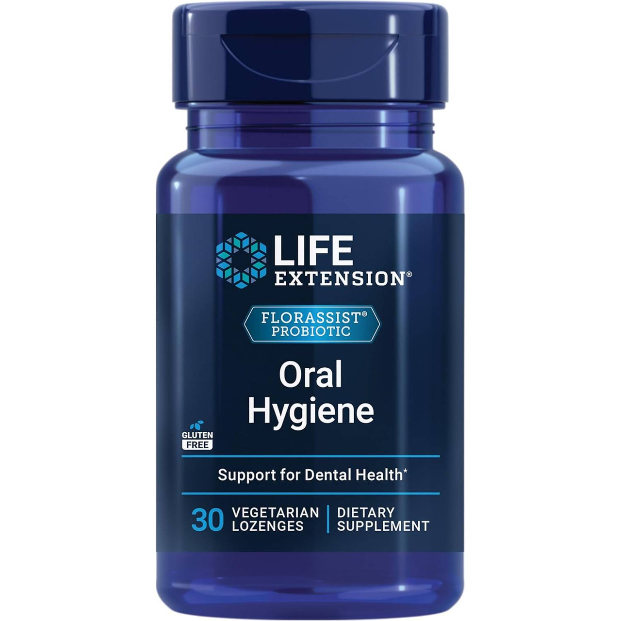 Life Extension FLORASSIST Oral Hygiene probiotic 30 vegetarian lozenge bottle