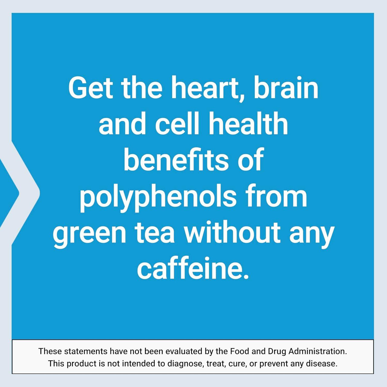 Polyphenols from green tea without any caffeine graphic on blue