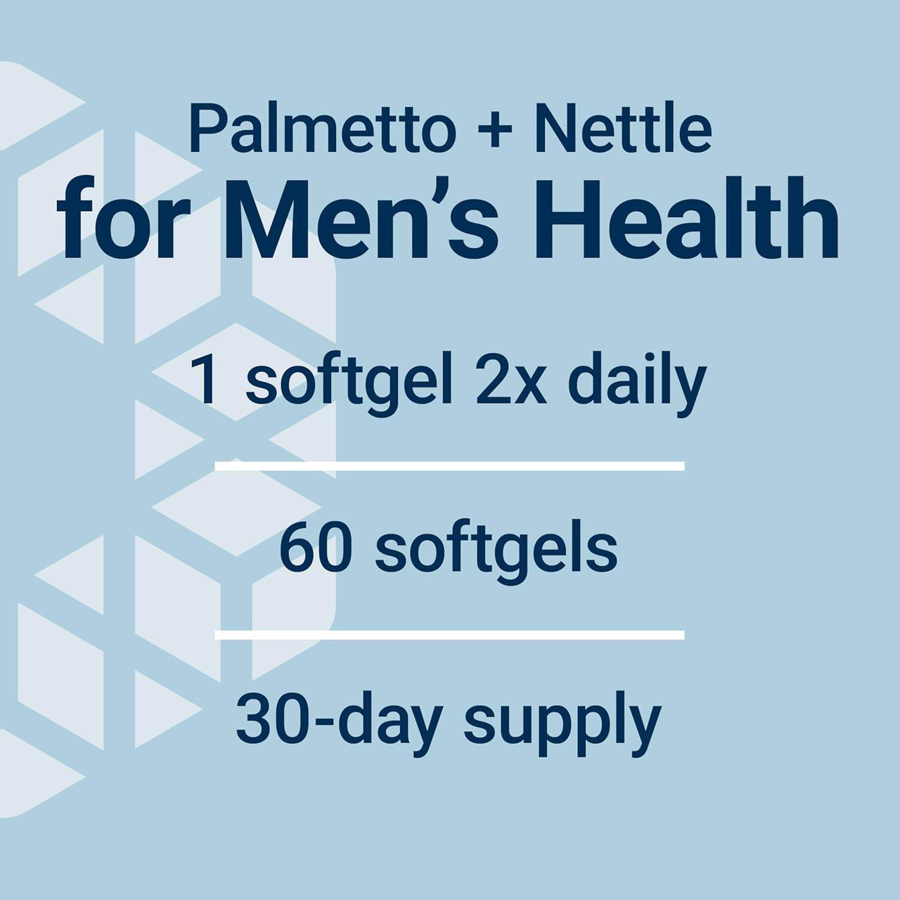 Palmetto + Nettle 1 softgel 2x daily, 60 softgels, 30-day supply graphic