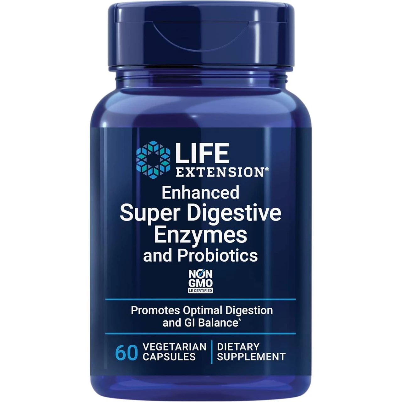 Life Extension Enhanced Super Digestive Enzymes and Probiotics 60 vegetarian capsule bottle