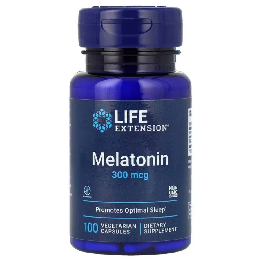 Life Extension Melatonin 300 mcg 100 vegetarian capsule bottle