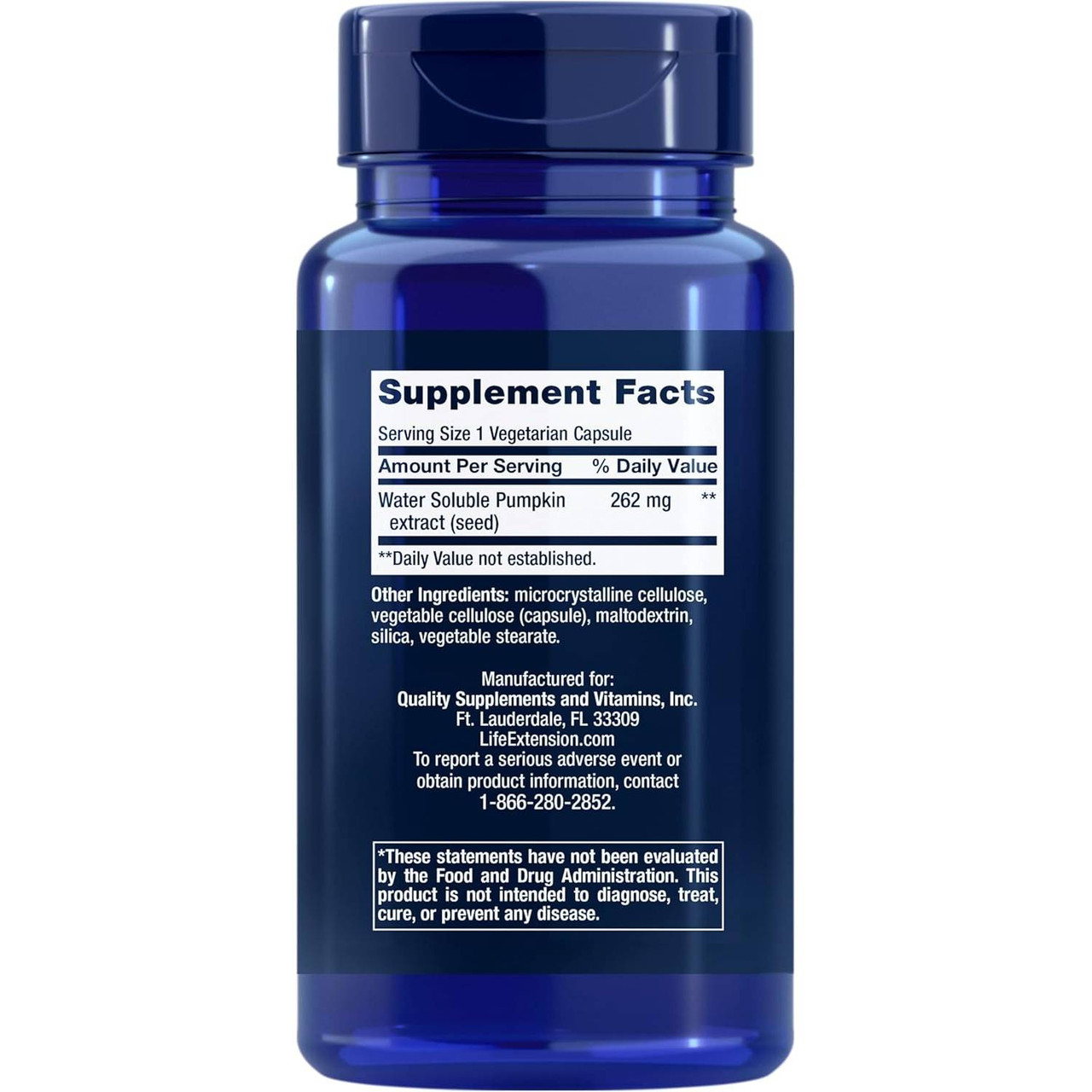 Life Extension Water-Soluble Pumpkin Seed Extract - 60 Capsules