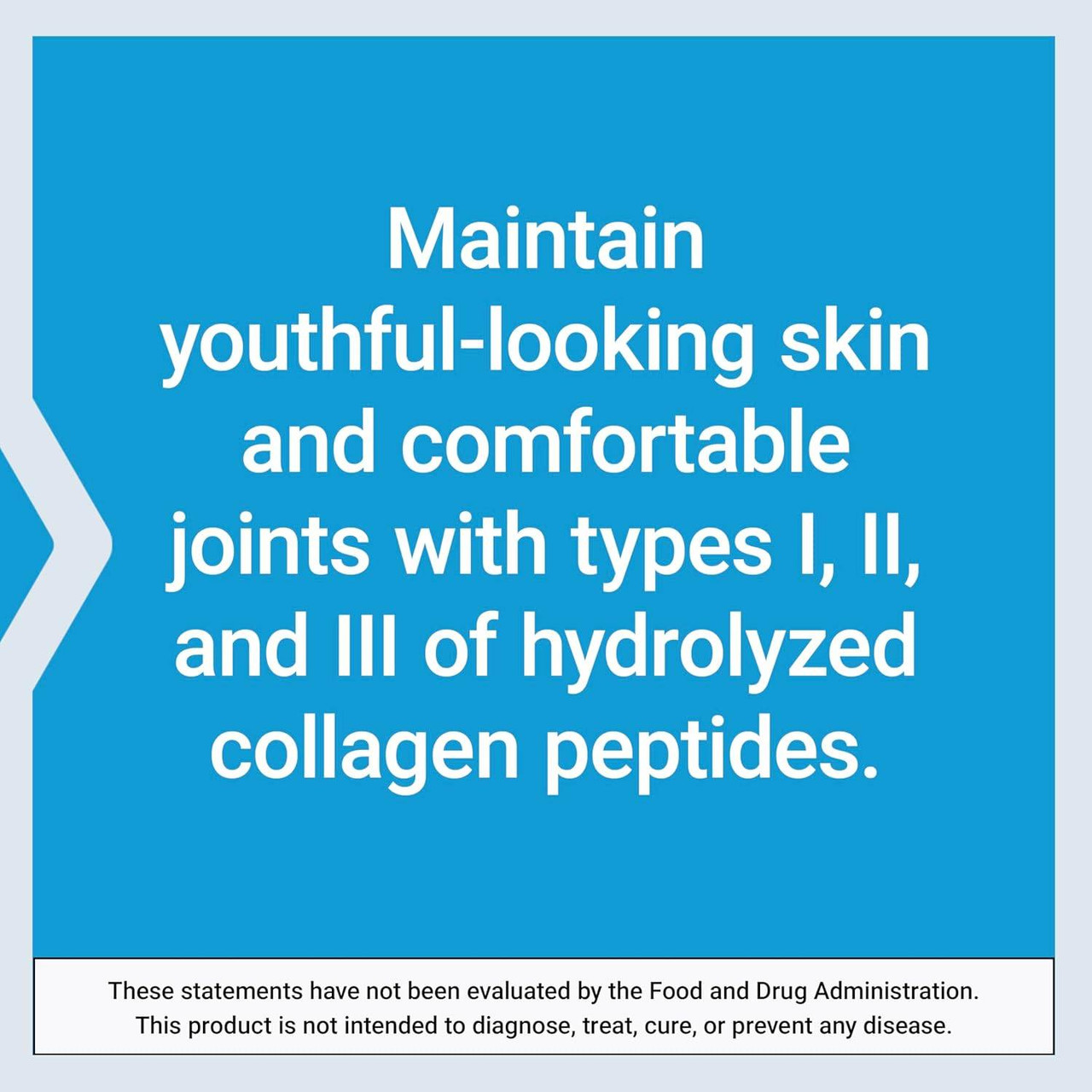 Types I, II and III hydrolyzed collagen peptides statement graphic