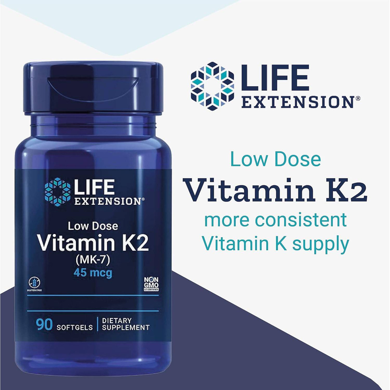 Life Extension Low-Dose Vitamin K2 Menaquinone-7 (MK-7) - 90 Softgels