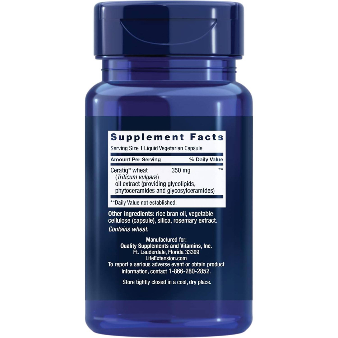 Back of Skin Restoring Ceramides bottle with supplement facts panel